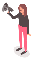 Illustration af kvinde med megafon